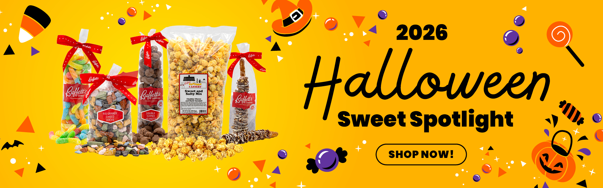 Banner image of Buffett's holiday and seasonal candy banner